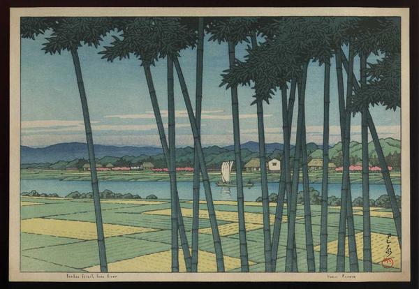 Hasui Kawase - Bamboo Forest, Tama River