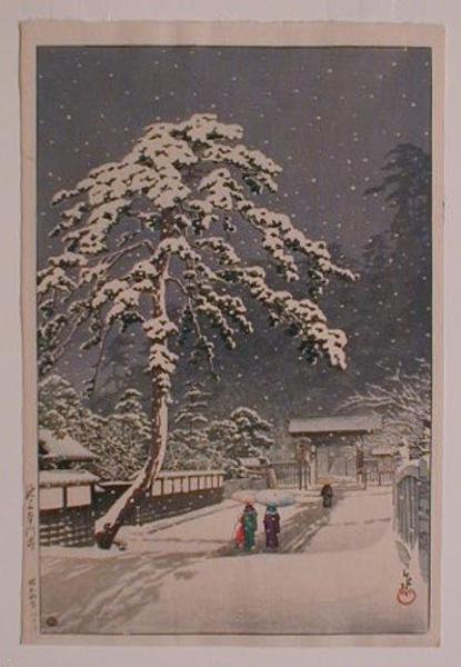 Hasui Kawase - Ikegami Honmonji (Honmonji Temple in Snow)