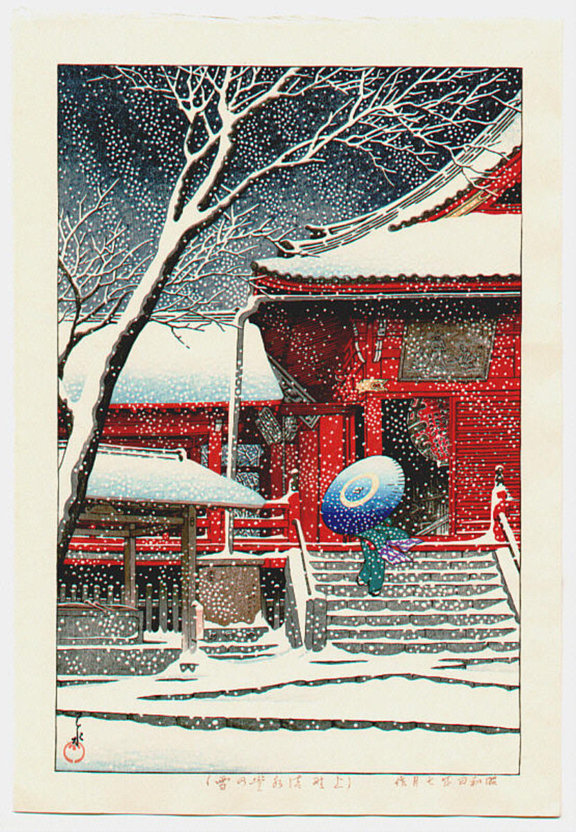 Hasui Kawase - Snow at Ueno, Kiyomizudo