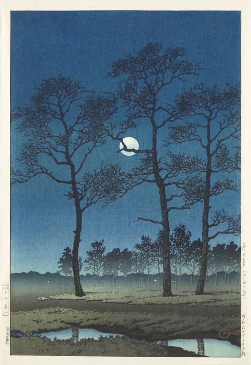 Hasui Kawase - Winter Moon Over Toyama Plain