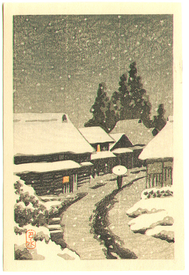 Hasui Kawase - Snowy Street – Terajima