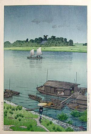 Hasui Kawase - May Rain at Arakawa (Gogatsu ame: Arakawa)