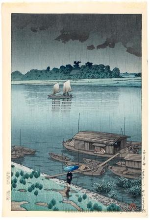 Hasui Kawase - Early Summer Rain, Arakawa