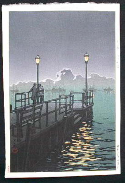 Hasui Kawase - Harbor at Night, Otaru