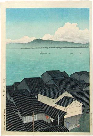 Hasui Kawase - Selection of Views of the Tokaido: Kozu Town in Suruga (Tokaido fukei senshu: Suruga Okitsu-cho)