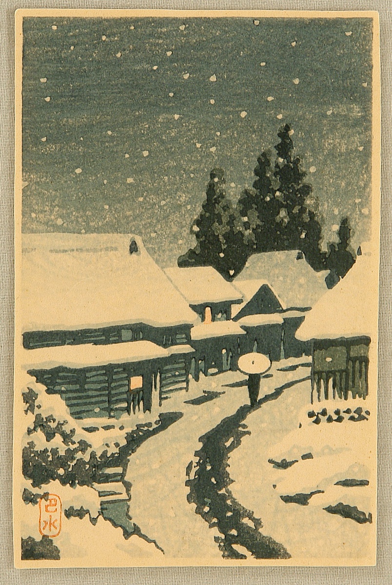 Hasui Kawase - Snowy Street – Terajima