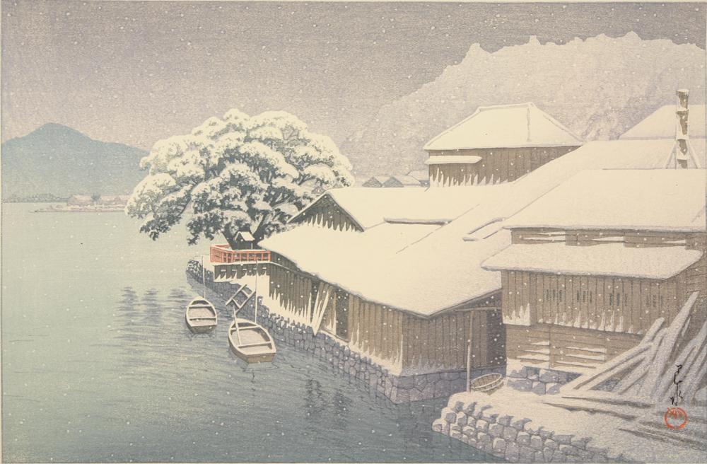 Hasui Kawase - Ishinomaki in the Snow, from the series Collection of Scenic Views of Japan, Eastern Japan Edition