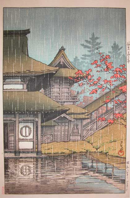 Hasui Kawase - Mountain Temple in Sendai