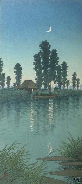 Hasui Kawase - Evening at Itako — 潮来の夕暮