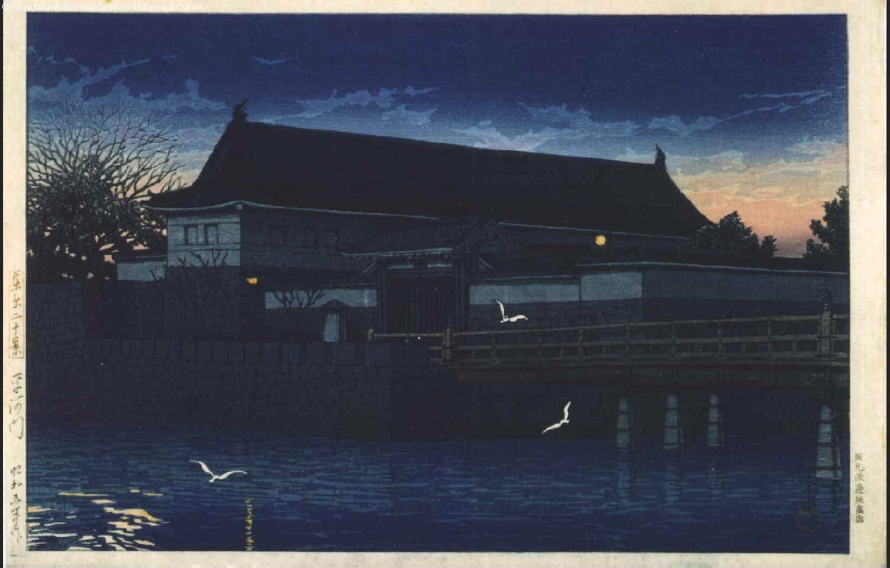 Hasui Kawase - Twenty Views of Tokyo: Hirakawa Gateway