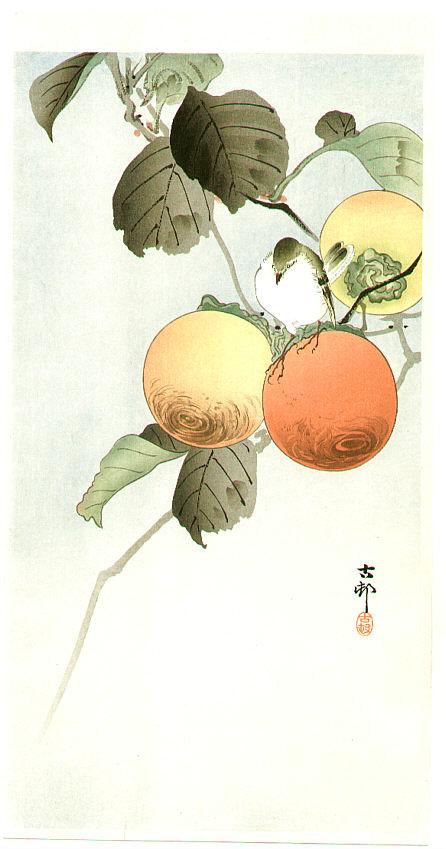 Ohara Koson - Nuthatcher atop Persimmon