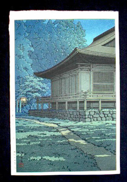 Hasui Kawase - Moonlight at Sanzenin Shrine, Kyoto. SANZEN’IN SHRINE, OHARA, KYOTO