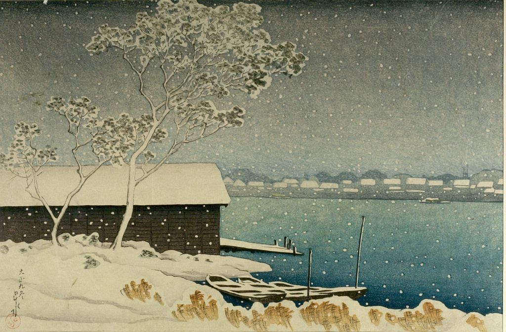 Hasui Kawase - Shirahige in Snow, Taishô period, dated 1920