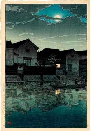 Hasui Kawase - Matsue in Izumo (Hazy moon)