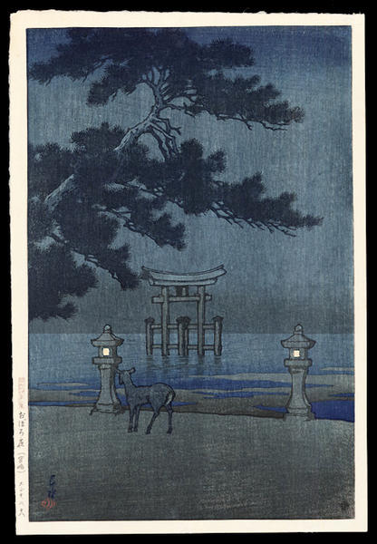 Hasui Kawase - Hazy night at Miyajima – Oboroyo (Miyajima)