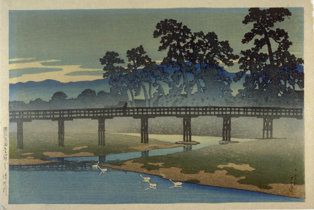 Hasui Kawase - Bridge over the Asano (?) River