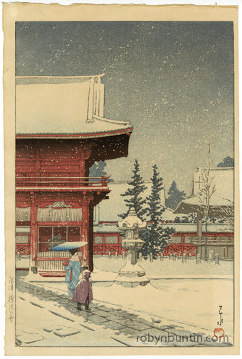 Hasui Kawase - Snow at Nezu-Gongen Shrine