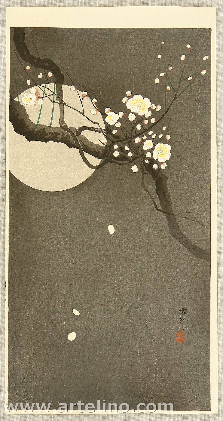 Ohara Koson - Flowering Plum and Moon