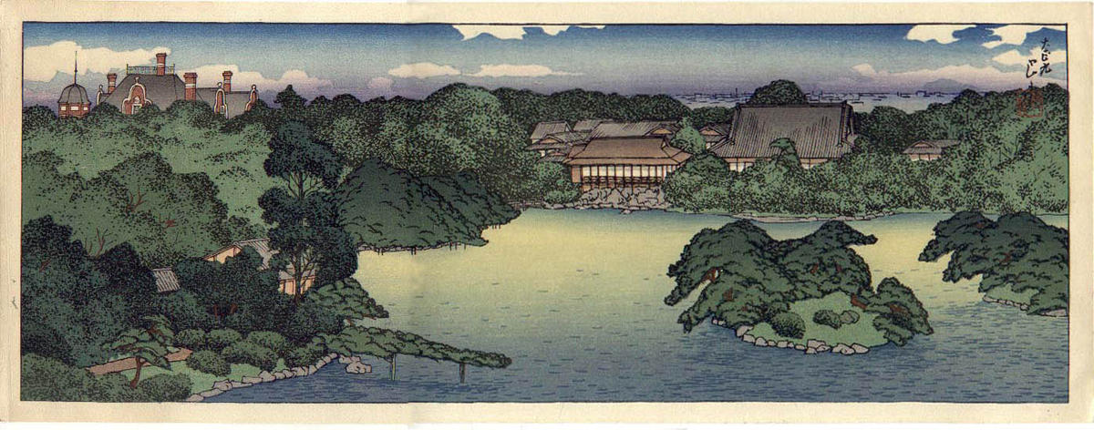 Hasui Kawase - View of Iwaskai Family Villa