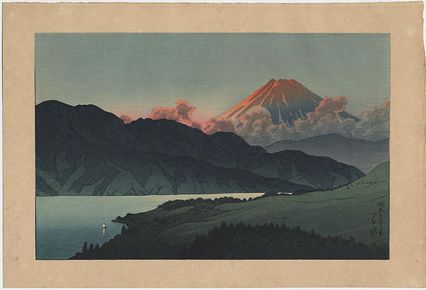 Hasui Kawase - A Nocturnal Fuji, Lake Ashino