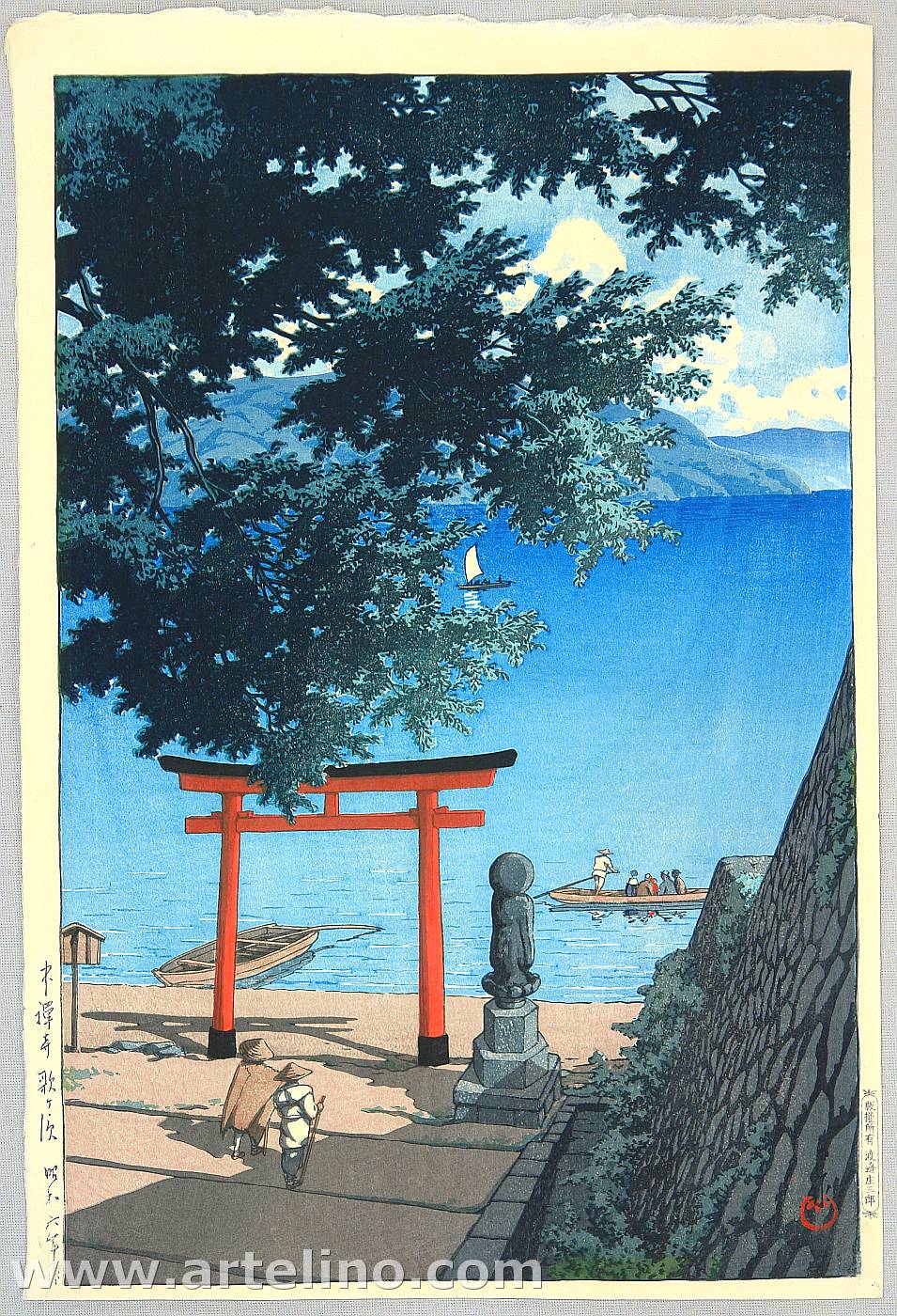 Hasui Kawase - Chuzenji Temple at Utagahama Beach