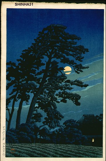 Hasui Kawase - Moon at Umagome