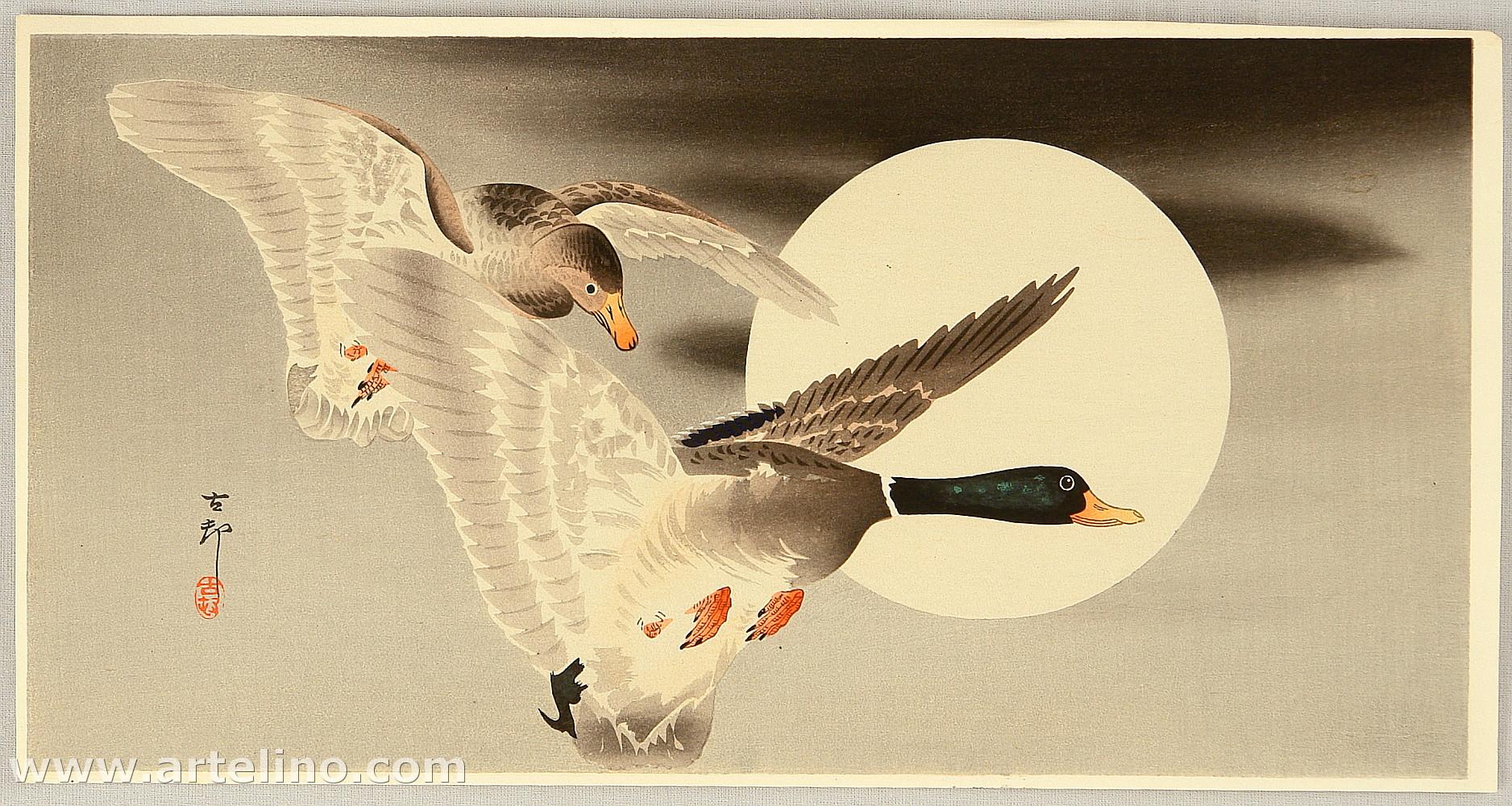 Ohara Koson - Two Ducks and the Moon