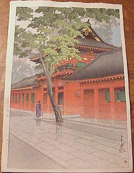 Hasui Kawase - Sanno Shrine After Rain