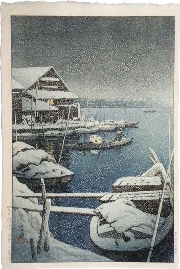 Hasui Kawase - Snow at Mukojima (Yuki no Mukojima)