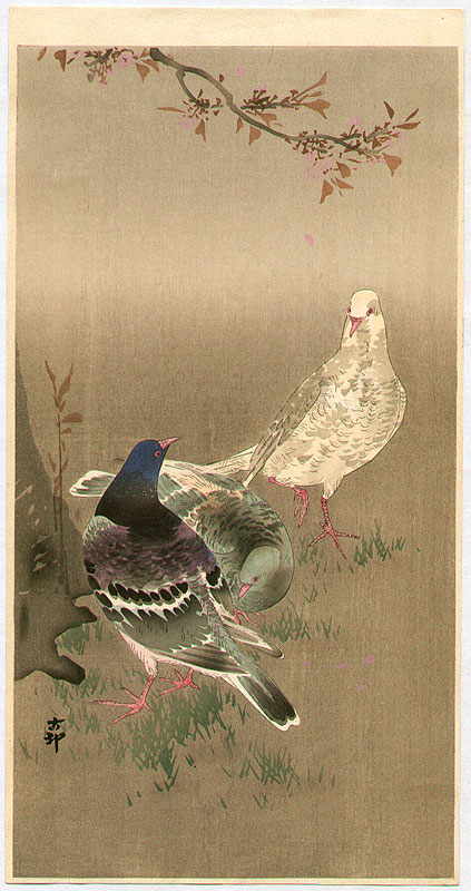 Ohara Koson - Pigeons under Cherry Tree