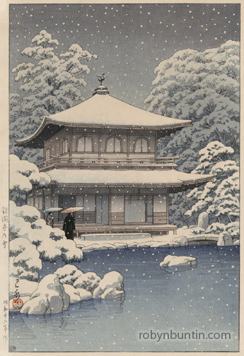 Hasui Kawase - Snow at the Silver Pavilion