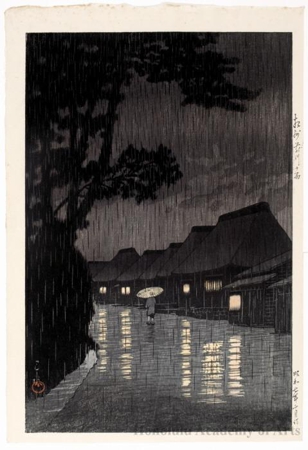 Hasui Kawase - Rain in Maekawa, Söshü