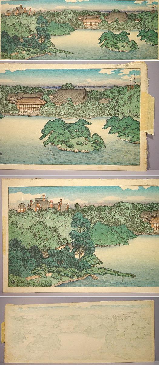 Hasui Kawase - Panoramic view of Iwasaki Family Villa — 大泉水の全景