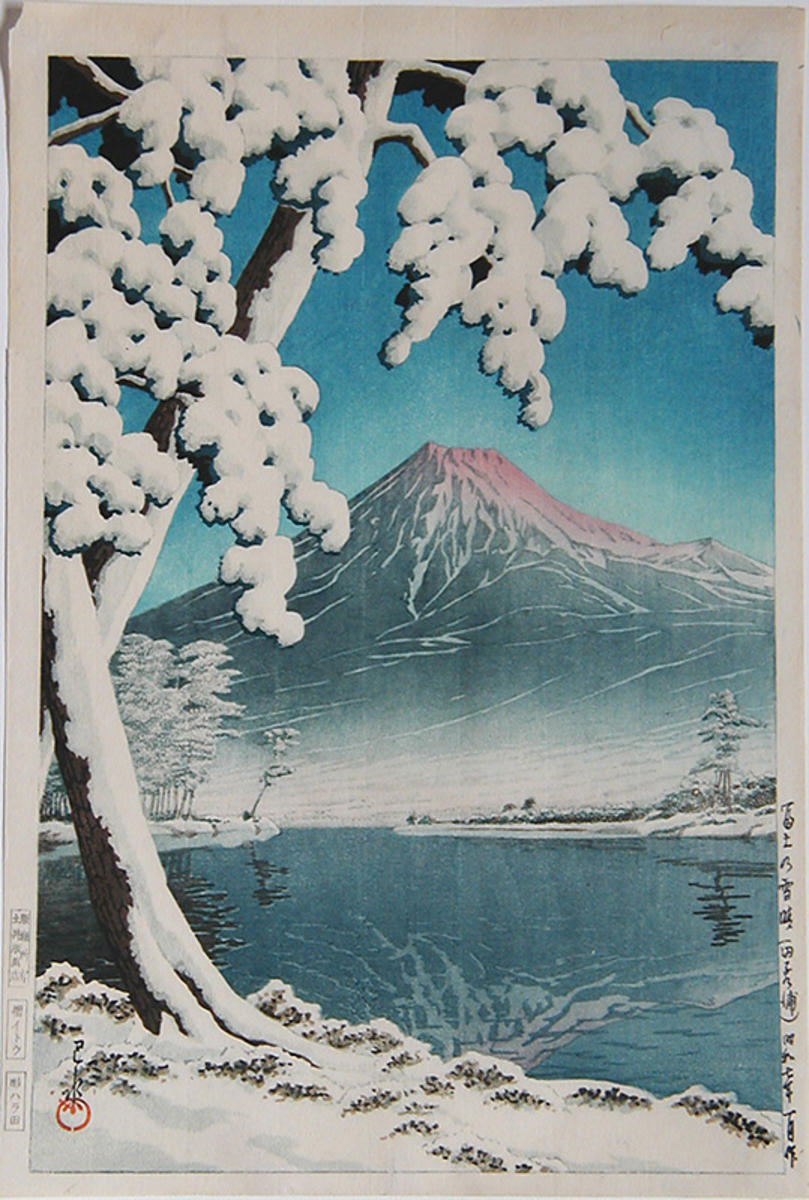 Hasui Kawase - Mt Fuji After Snow at Tagonoura Bay — 富士の雪渓(田子の浦