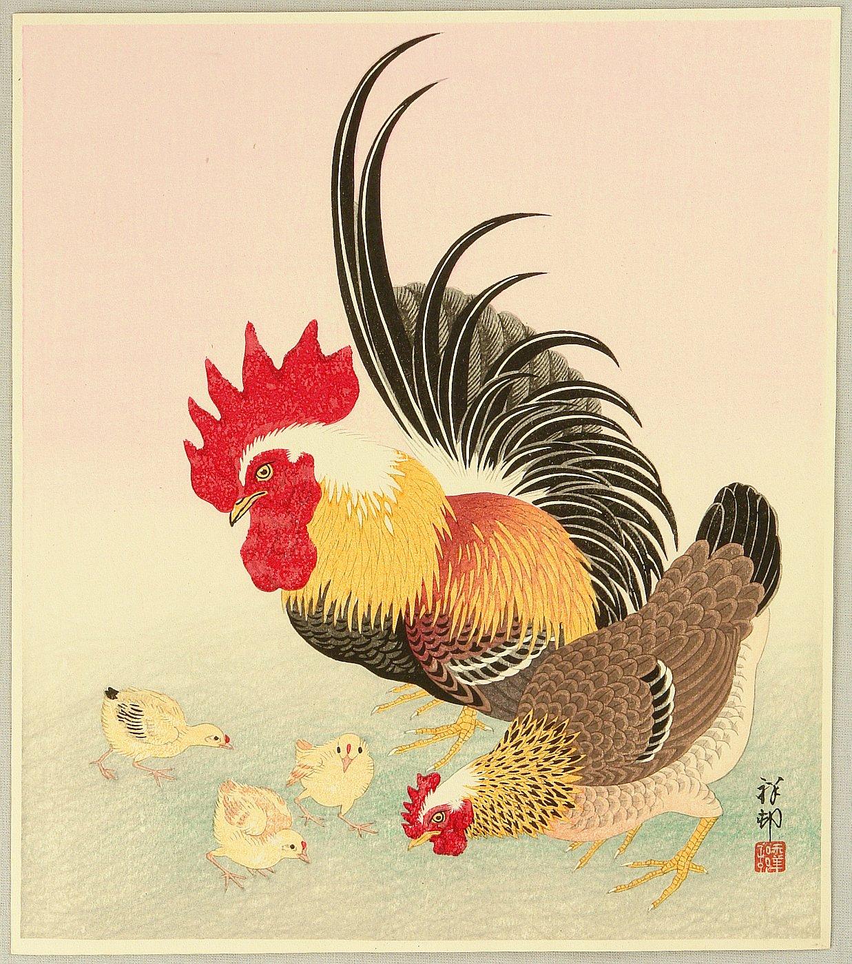 Ohara Koson - Chicken Family