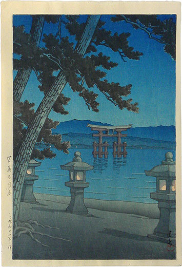 Hasui Kawase - Moonlit night, Miyajima (Miyajima no tsukiyo)