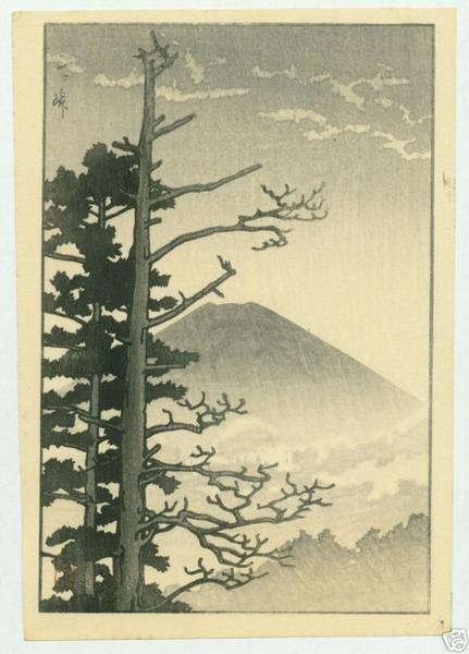 Hasui Kawase - Fuji and pine trees