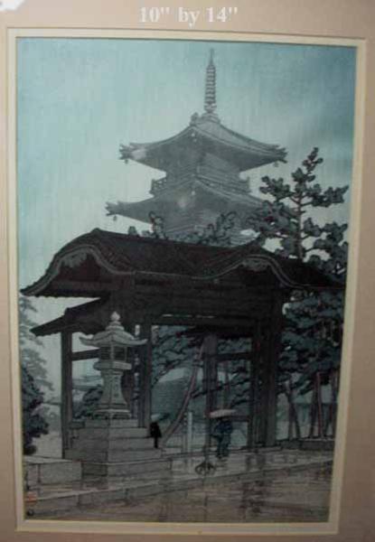 Hasui Kawase - Zentsuji Temple in Rain