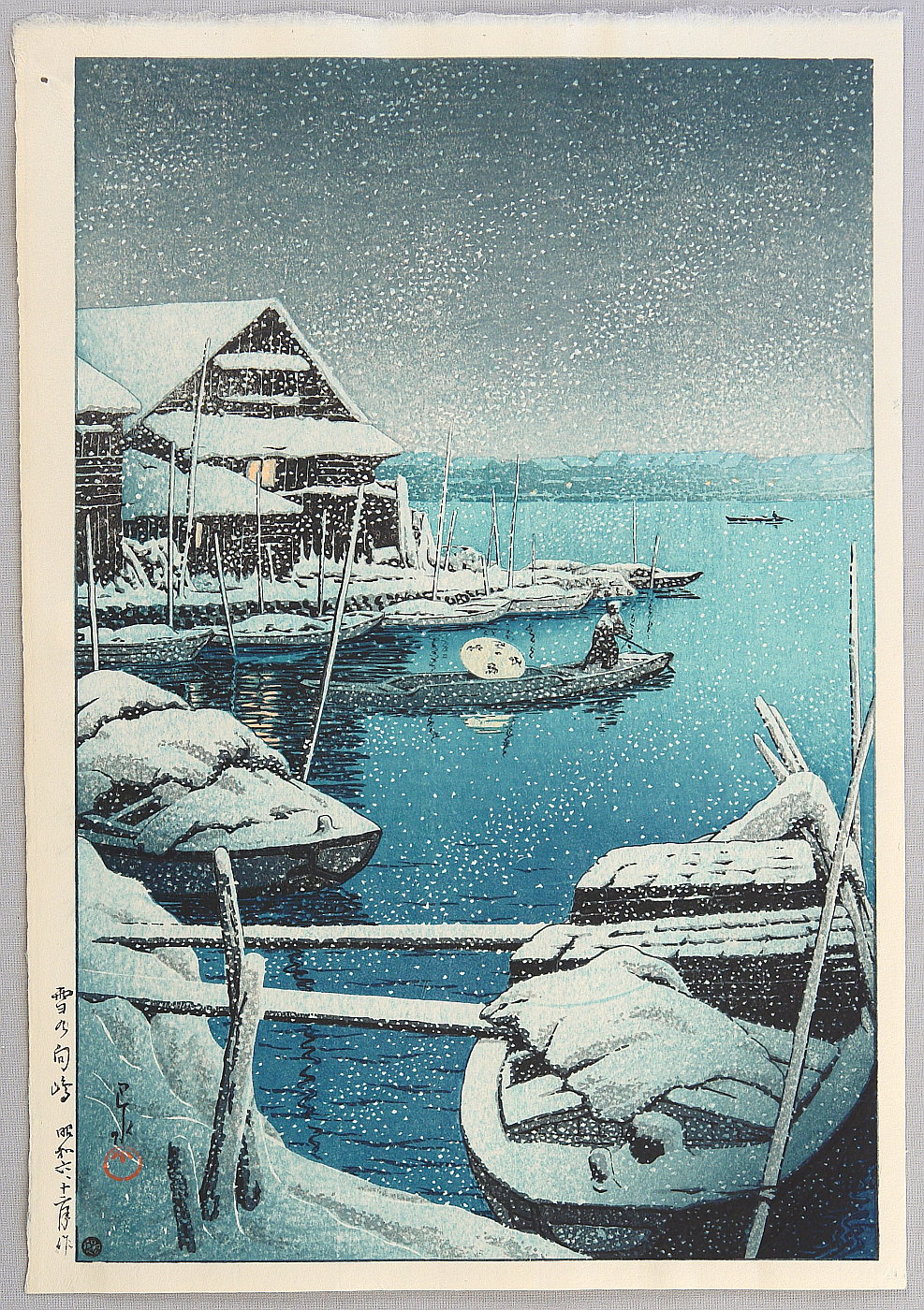 Hasui Kawase - Snow at Mukojima