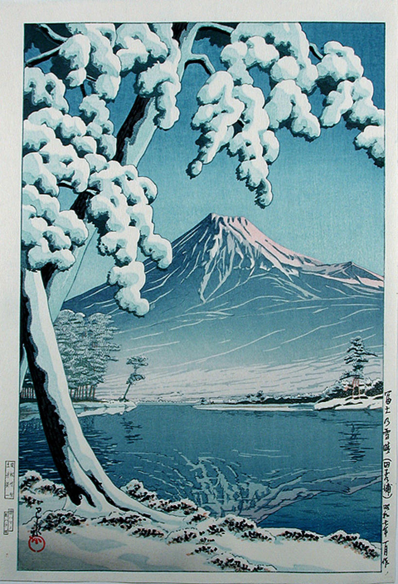 Hasui Kawase - Mt Fuji After Snow at Tagonoura Bay — 富士の雪渓(田子の浦