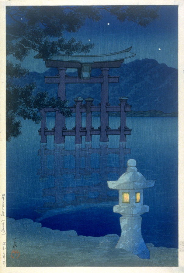 Hasui Kawase - Moonlight at Miyajima