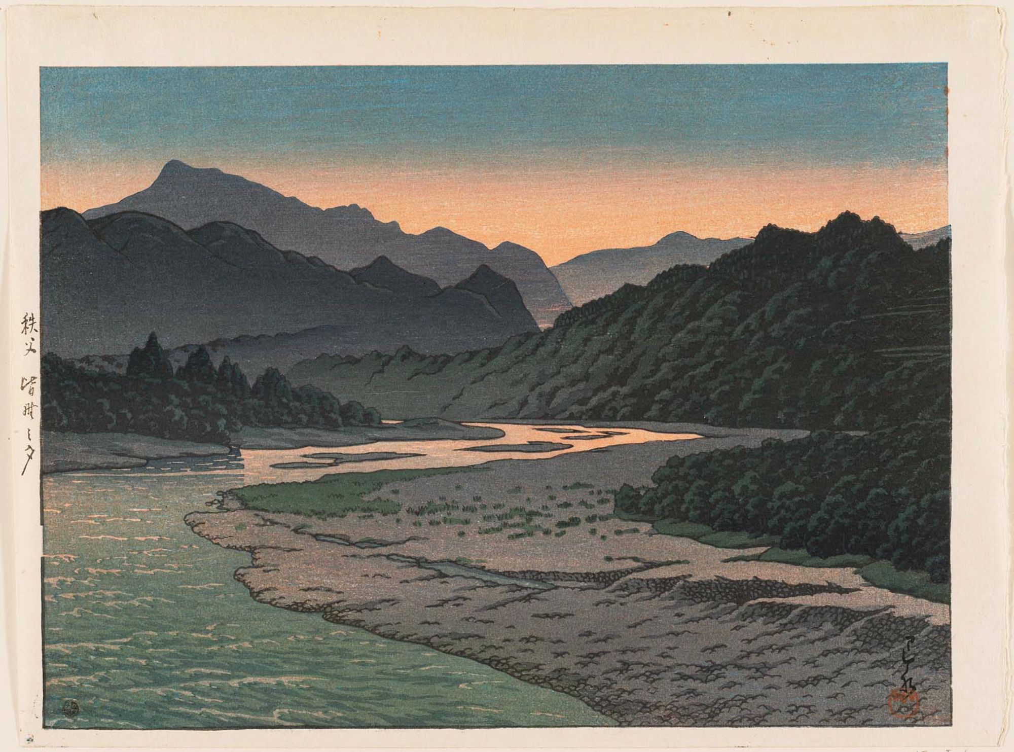 Hasui Kawase - Evening at Minano in Chichibu (Chichibu Minano no yû)