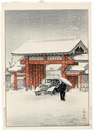 Hasui Kawase - Shiba Great Gate in Snow