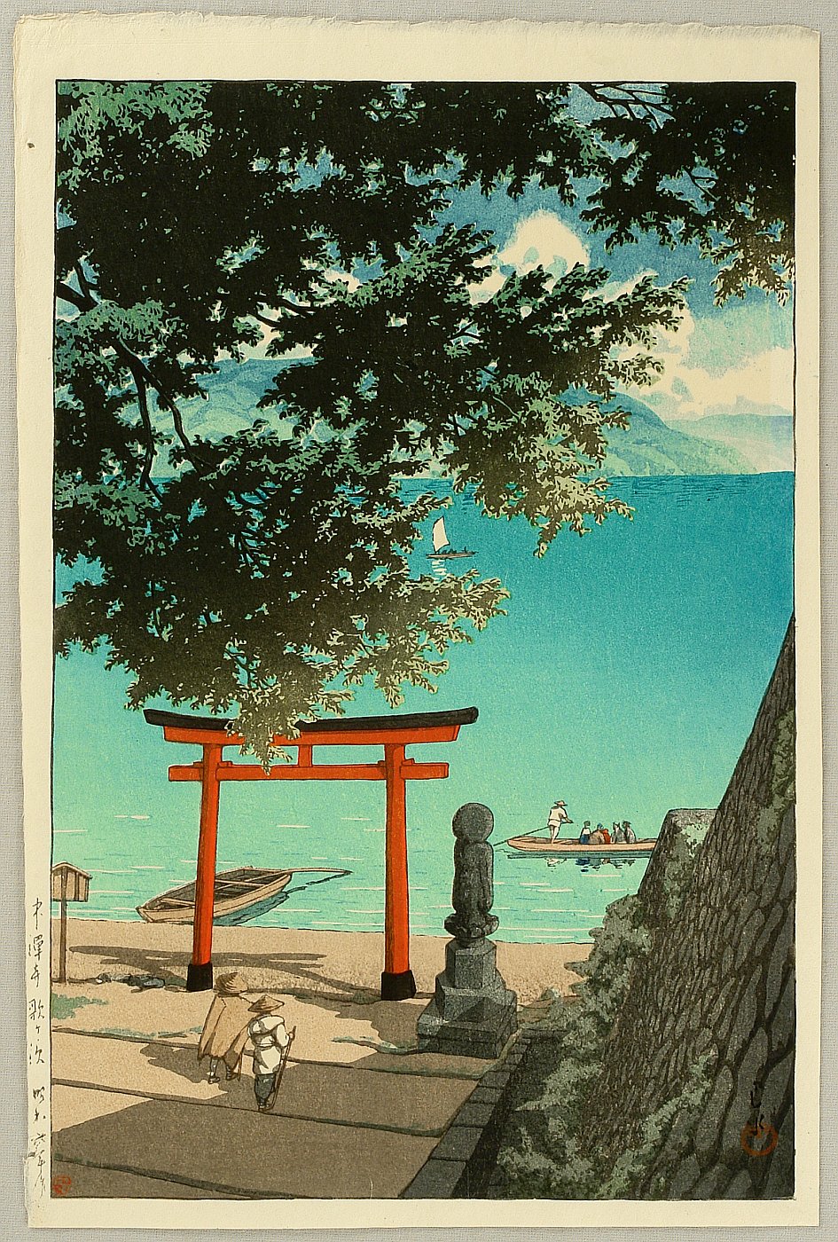 Hasui Kawase - Chuzenji Temple at Utagahama Beach