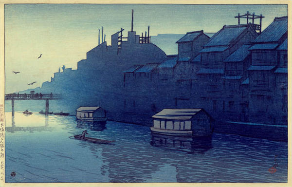 Hasui Kawase - Morning at Dotonbori- Osaka