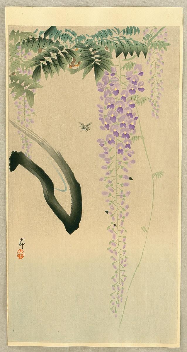 Ohara Koson - Wisteria and Bee