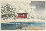 Hasui Kawase - Snow around a Shrine