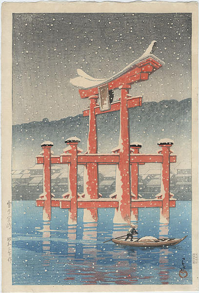 Hasui Kawase - Snow at Miyajima