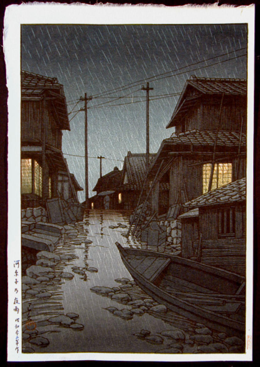 Hasui Kawase - NIGHT RAIN AT KAWARAKO, IBARAKI