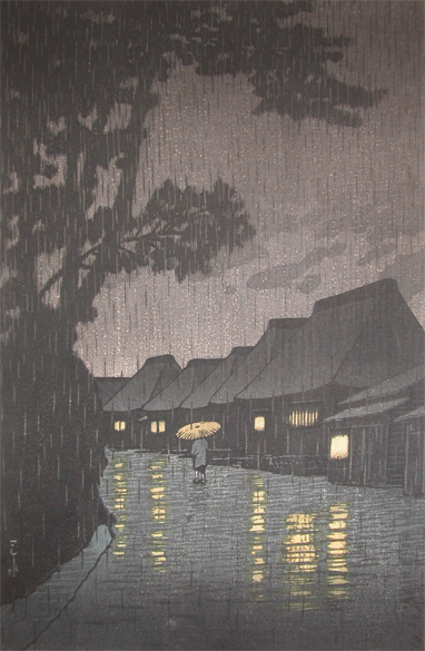 Hasui Kawase - Rain at Maekawa